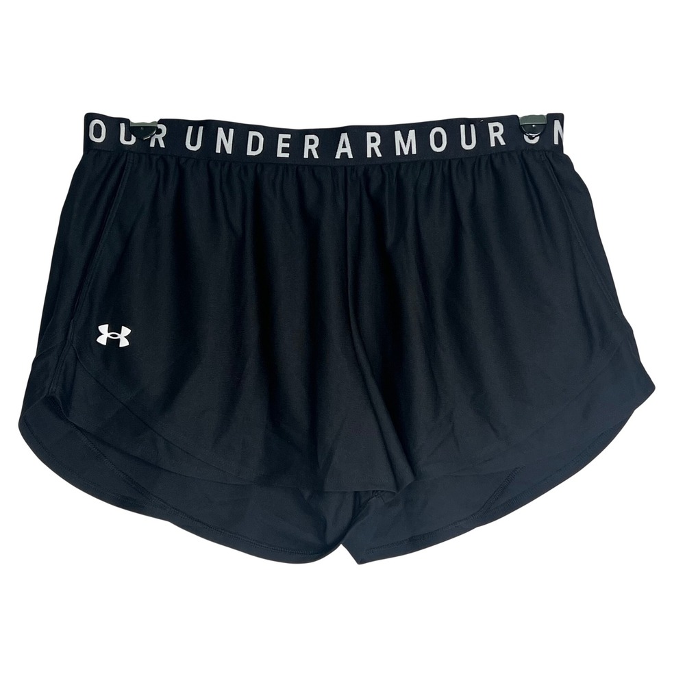 Under Armour Womens Play Up Shorts 3.0 Black White 2XL 1344552-001 NEW Athletic